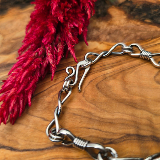 Bowtie & Twisted Link Hand-Forged Sterling Silver Bracelet