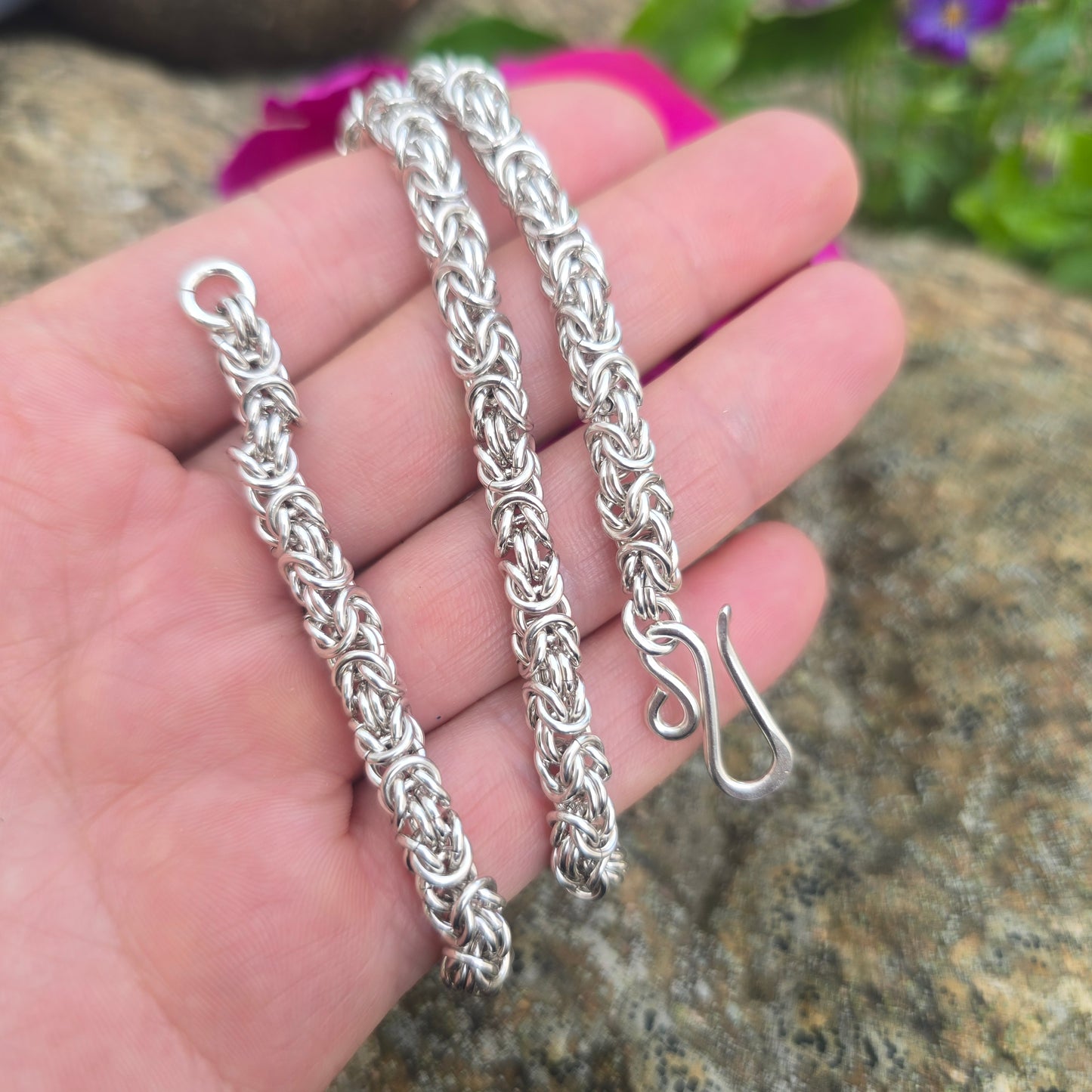 Handmade Byzantine Chain in Solid Sterling Silver - 18 gauge