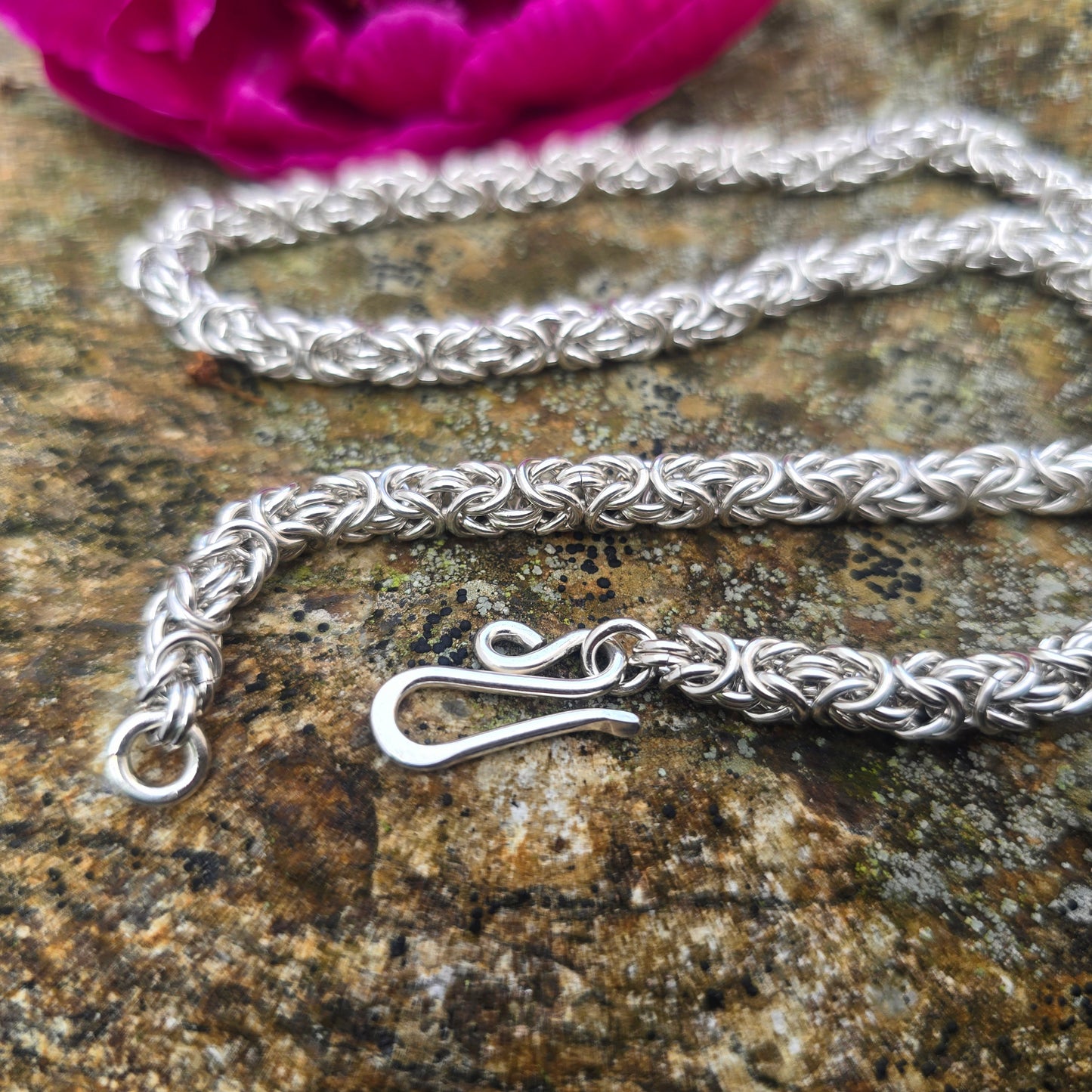 Handmade Byzantine Chain in Solid Sterling Silver - 18 gauge