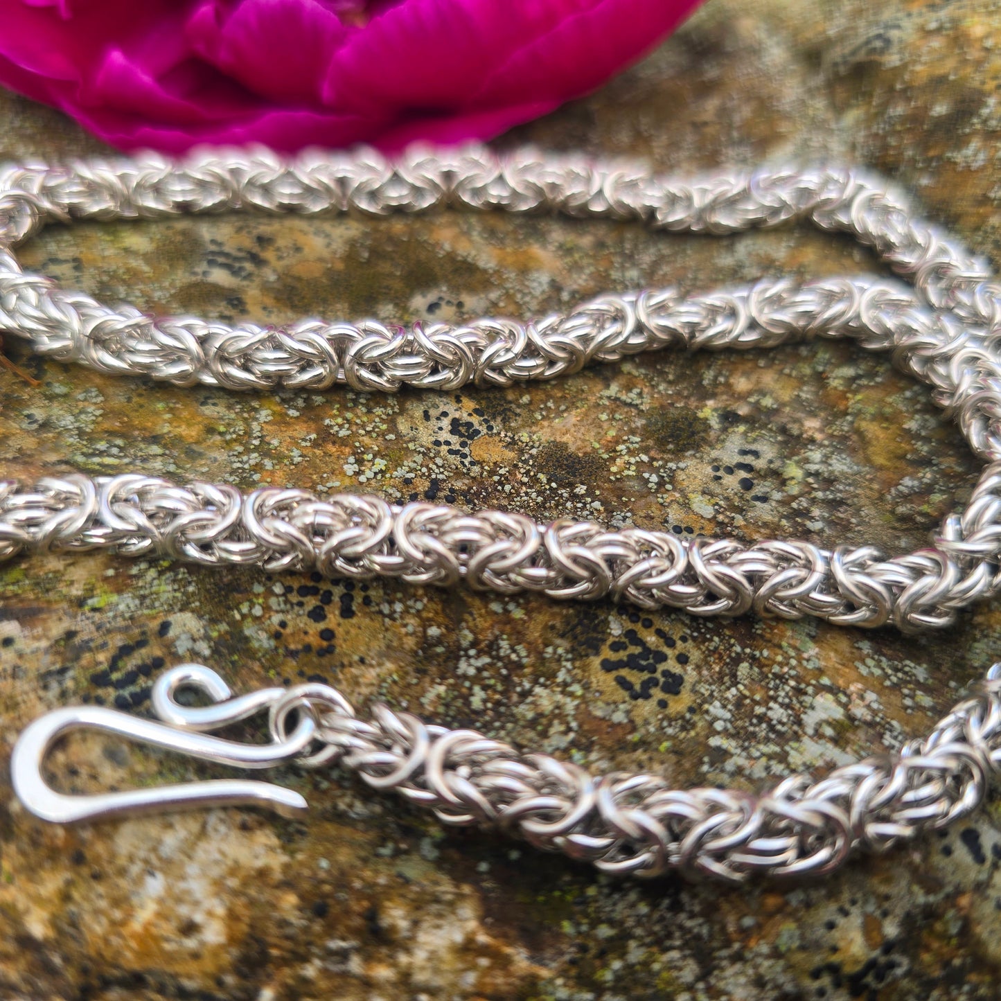 Handmade Byzantine Chain in Solid Sterling Silver - 18 gauge