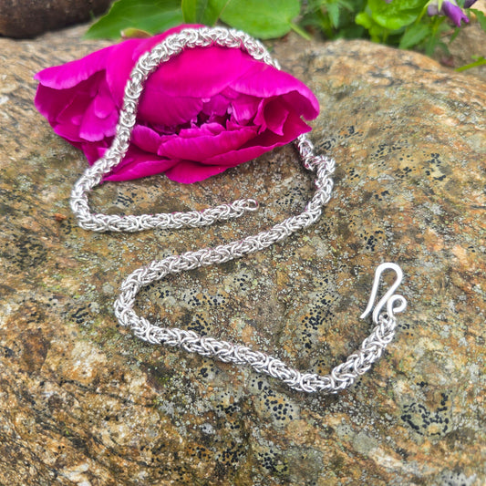 Handmade Byzantine Chain in Solid Sterling Silver - 18 gauge