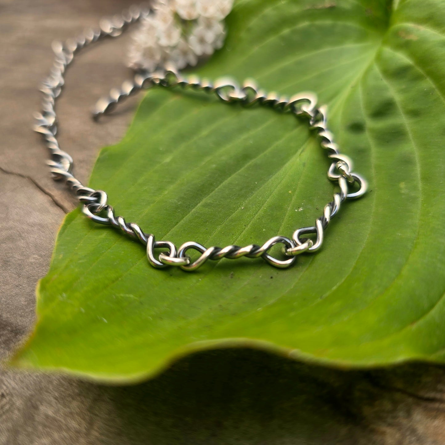 16 Gauge Twisted Link & Jump Ring Hand-Forged Sterling Silver Chain