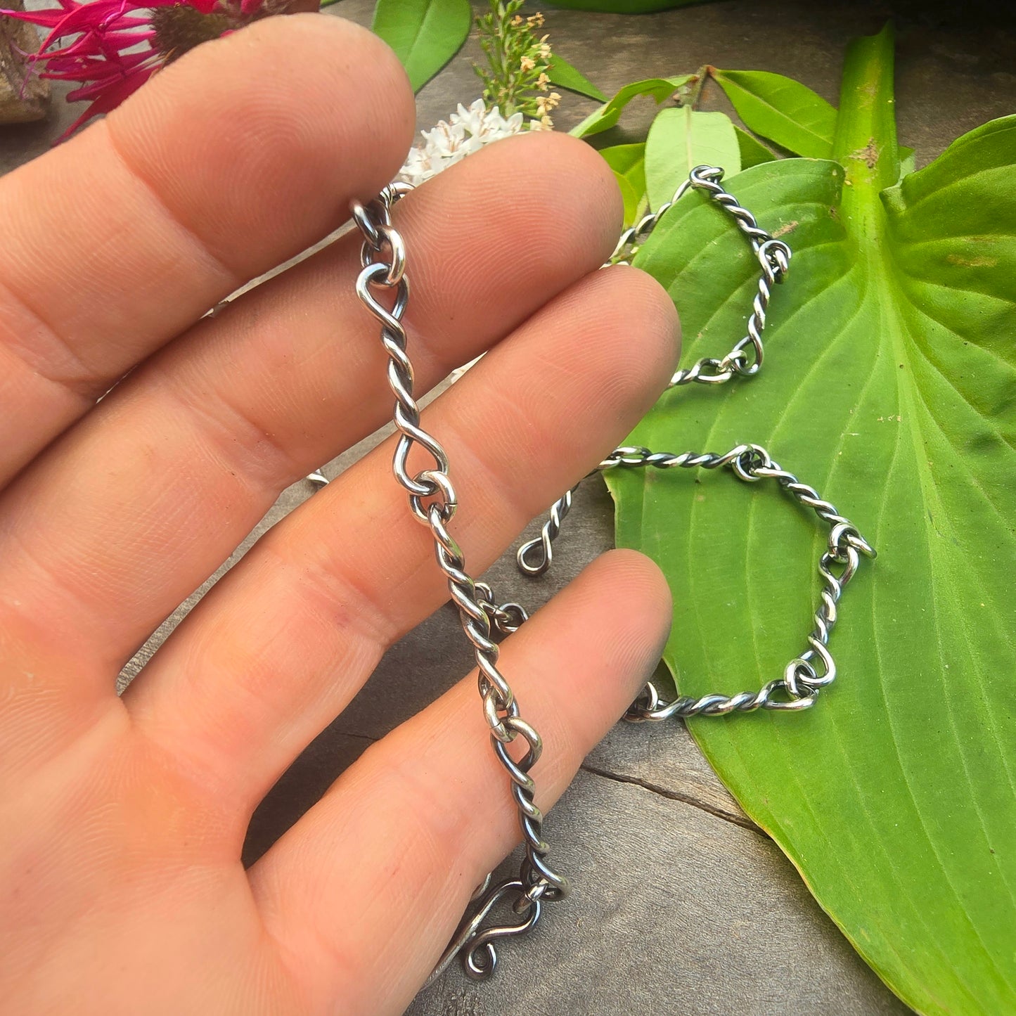 16 Gauge Twisted Link & Jump Ring Hand-Forged Sterling Silver Chain