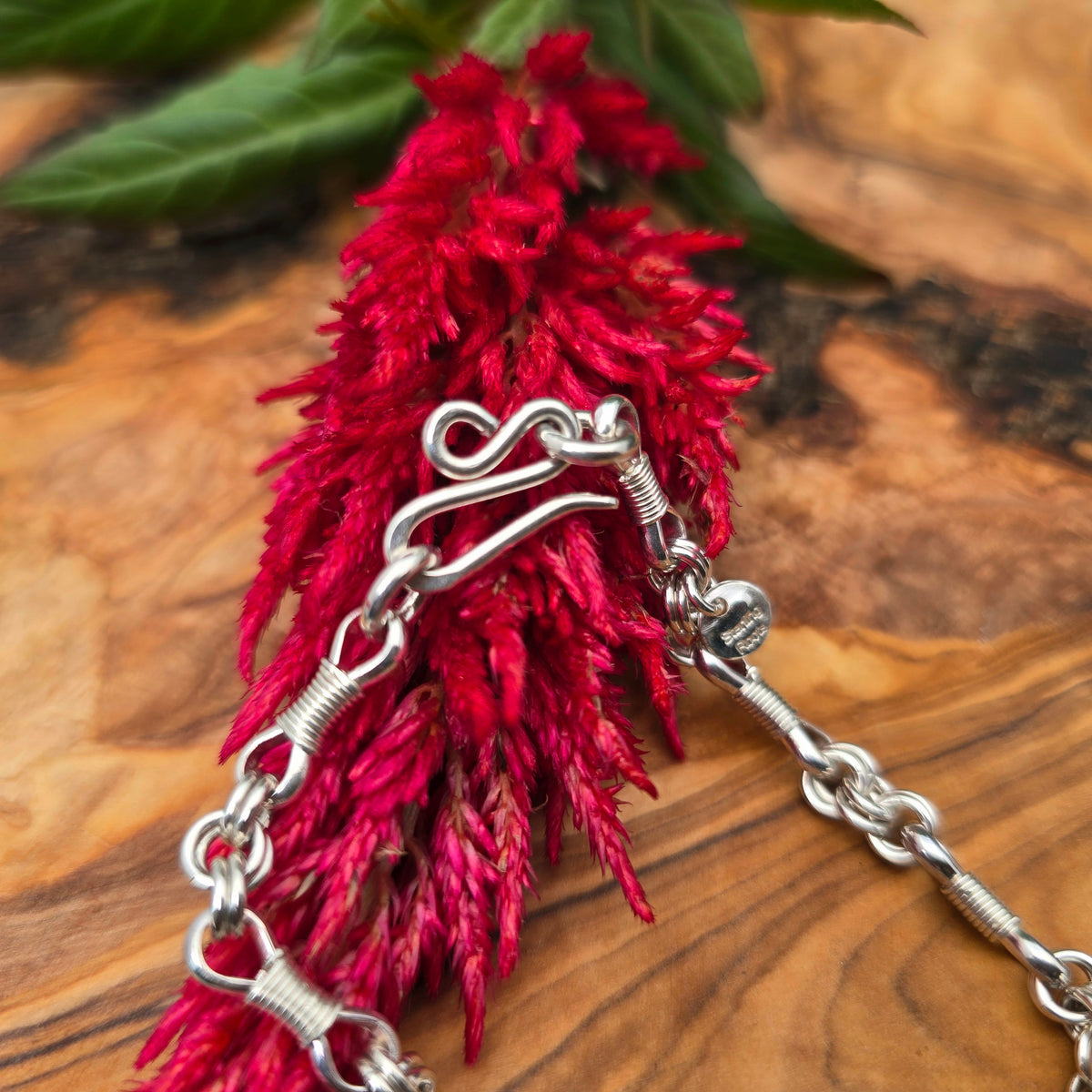Bowtie & Double Cable Hand-Forged Sterling Silver Chain Link Bracelet