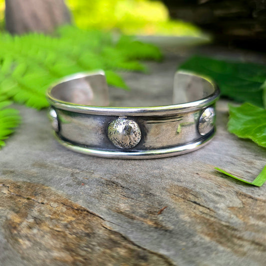 Heavy Concho Sterling Silver Cuff Bracelet — Bench-Forged Signature Work