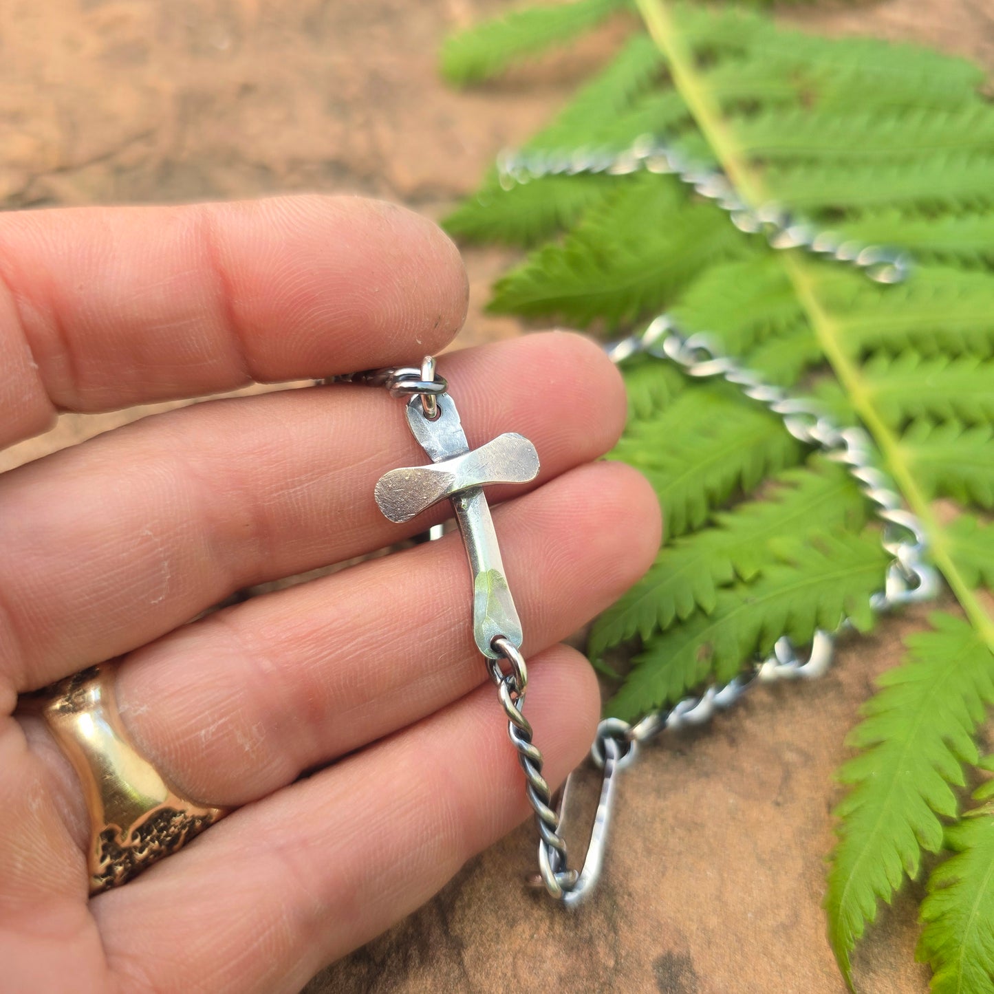 16 Gauge Faith Hand-Forged Sterling Silver Chain