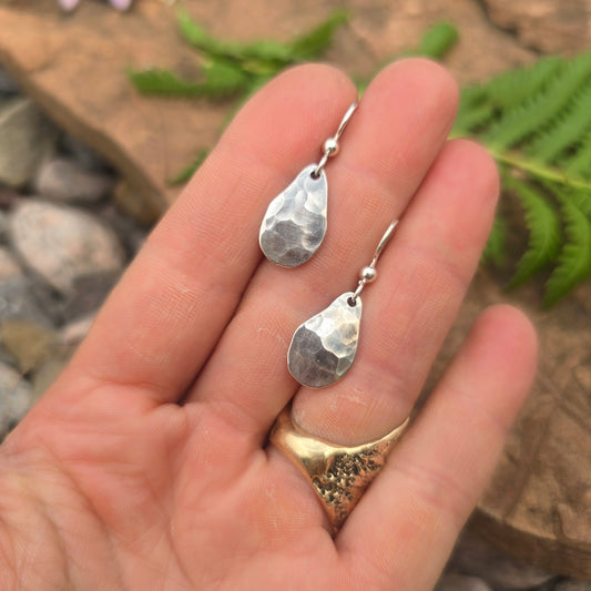 Molten Raindrop Hand-Forged Sterling Silver Earrings