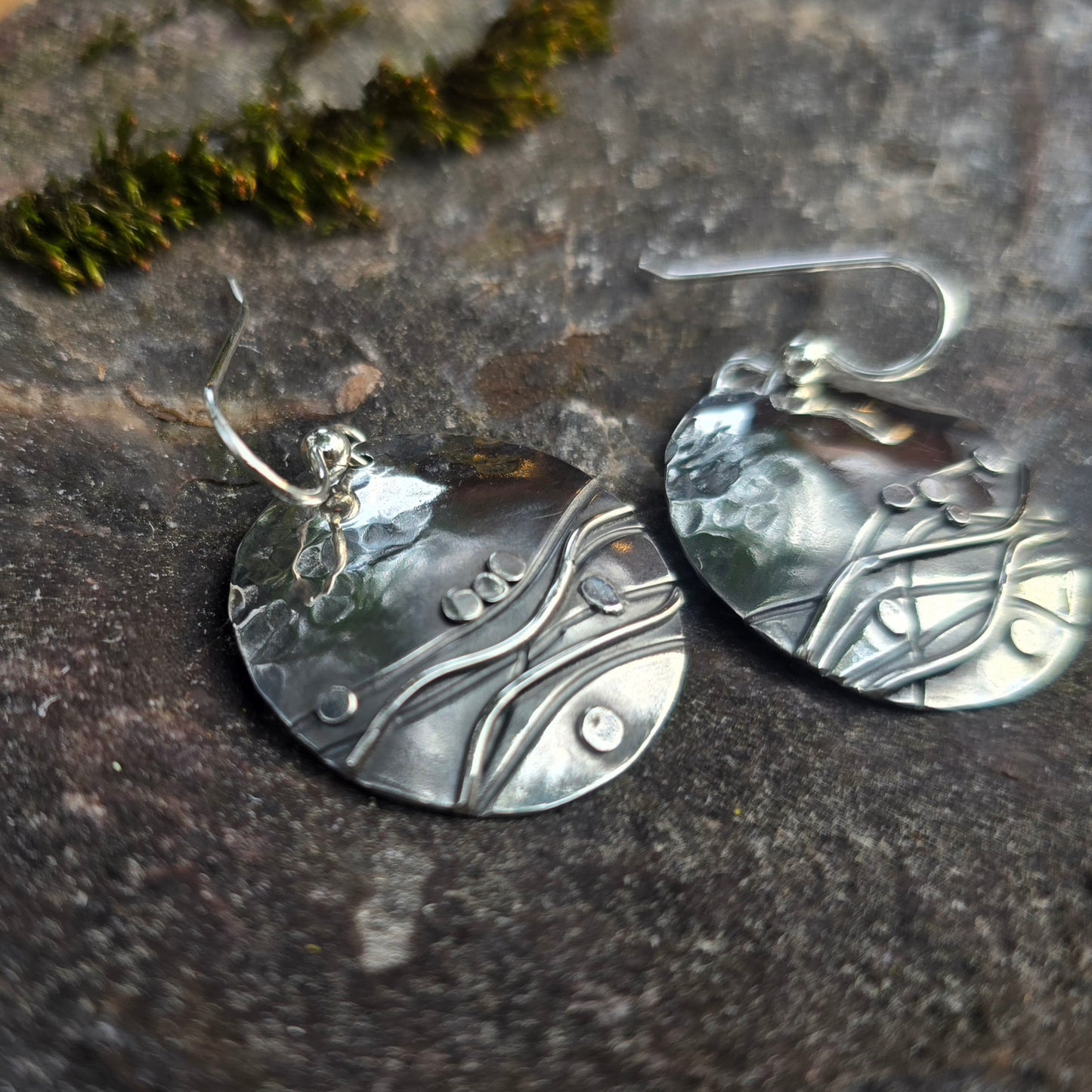 The River Disc Hand-Forged Sterling Silver Earrings