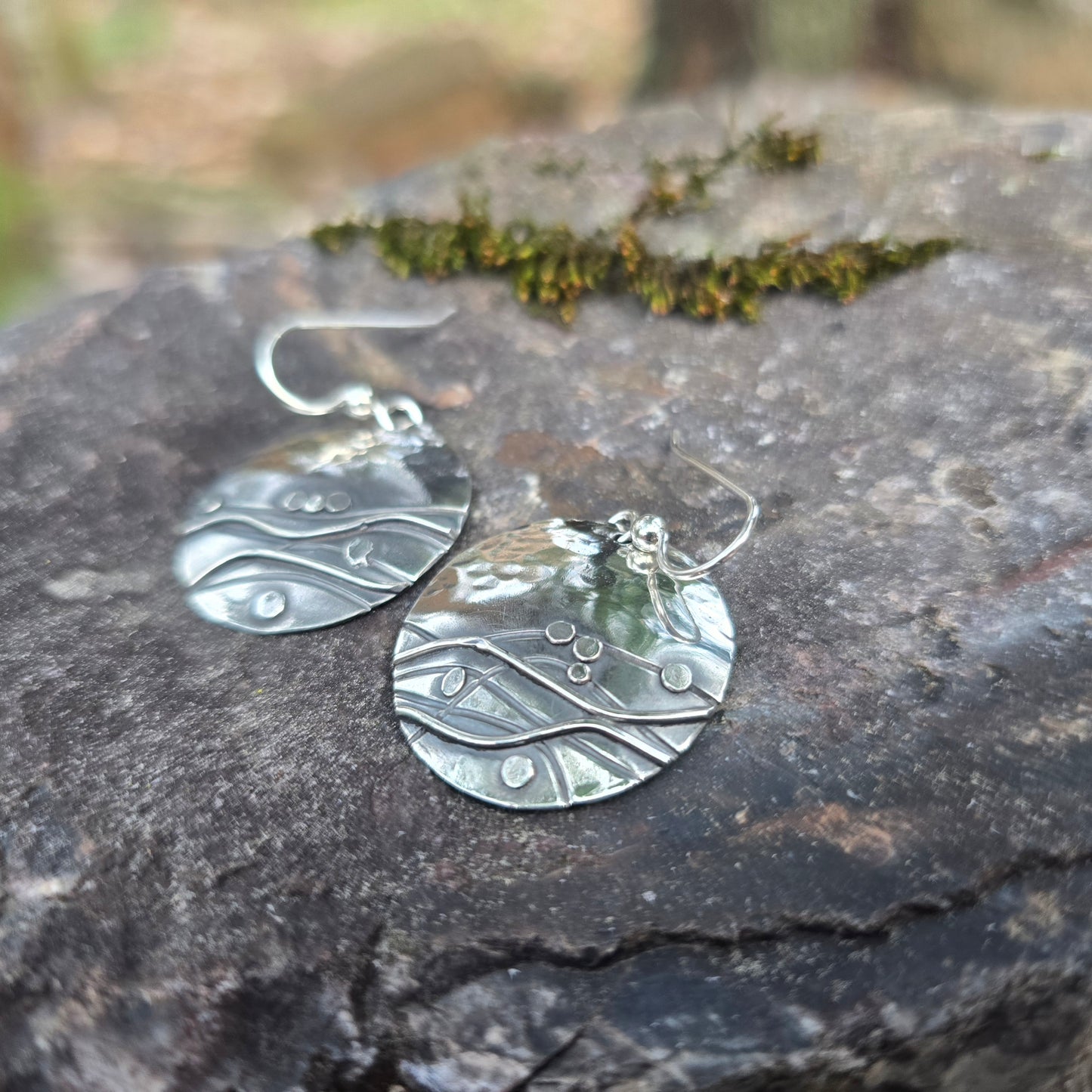 The River Disc Hand-Forged Sterling Silver Earrings