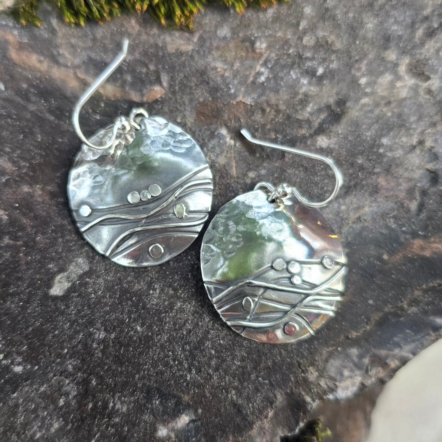 The River Disc Hand-Forged Sterling Silver Earrings