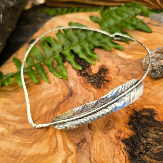 Hand-Forged Sterling Silver Feather Collar Necklace