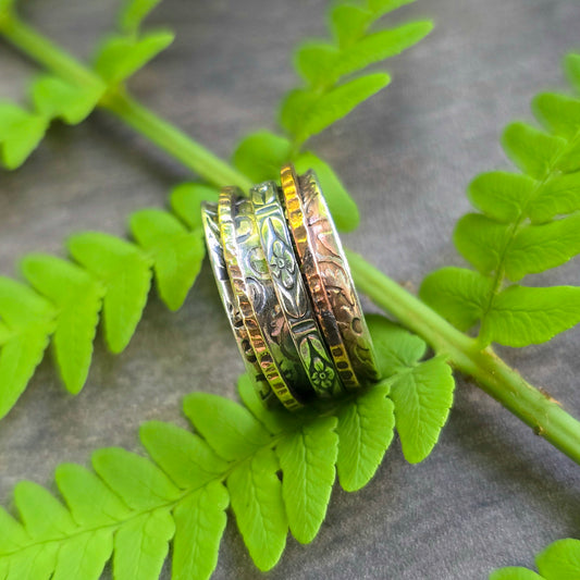 Mixed Metal Hand-Forged Sterling Silver Spinner Ring