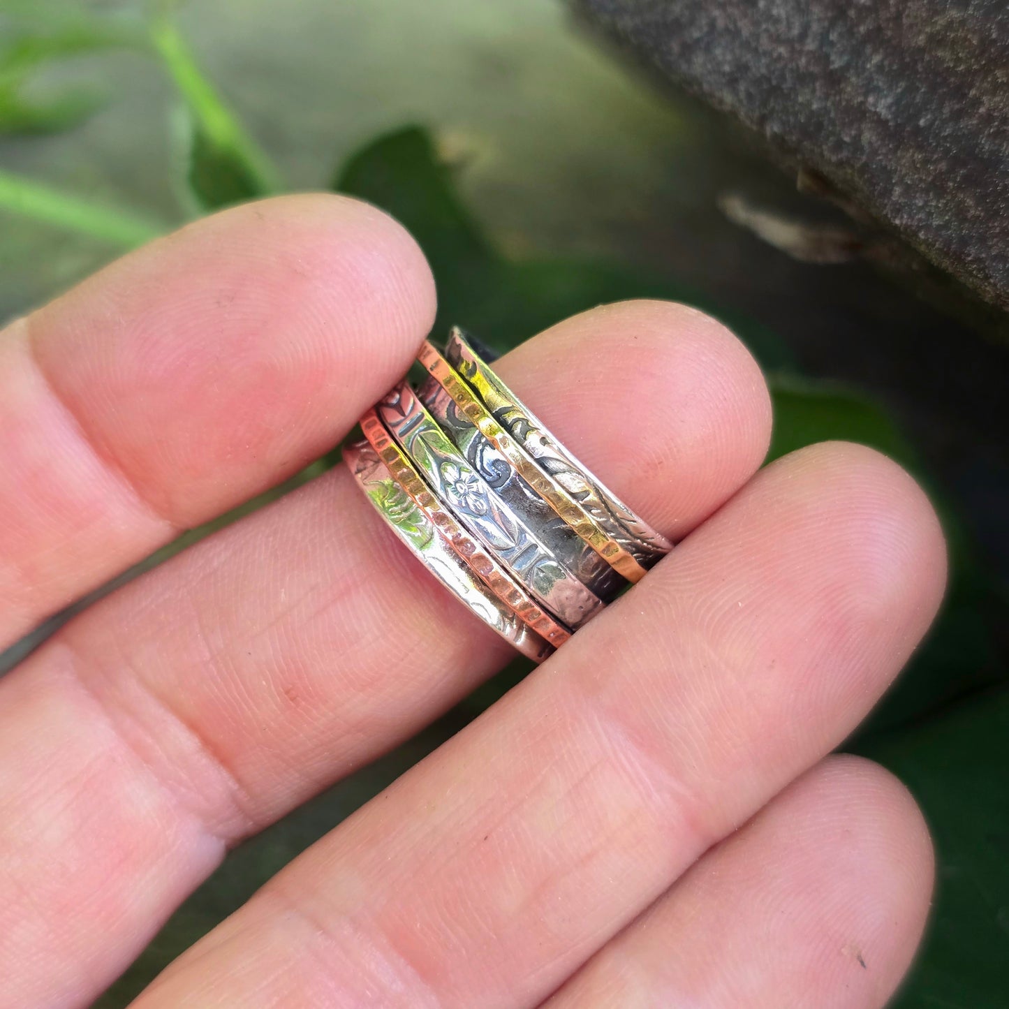 Mixed Metal Hand-Forged Sterling Silver Spinner Ring