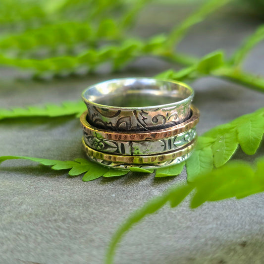 Mixed Metal Hand-Forged Sterling Silver Spinner Ring