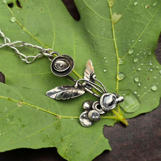 Flower in Natural Setting Hand-Forged Sterling Silver Pendant