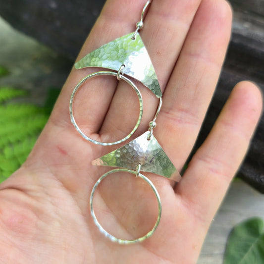 Triangle Hoop Hand-Forged Sterling Silver Geometric Earrings