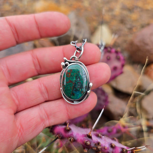 Azurite Drip Drops Pendant in Hand-Forged Sterling Silver