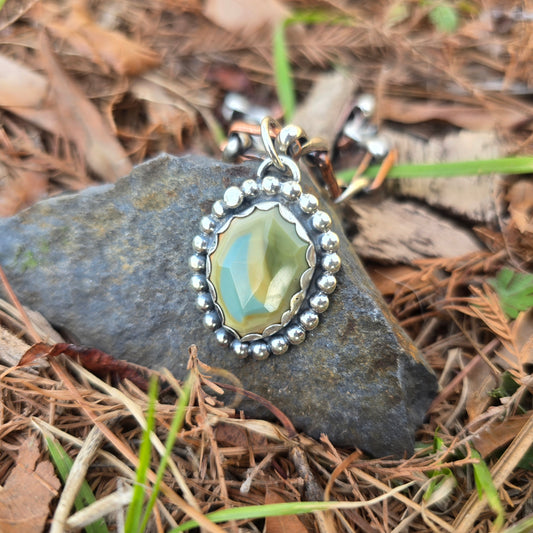 Big Bead Green Imperial Jasper Pendant in Hand-Forged Sterling Silver