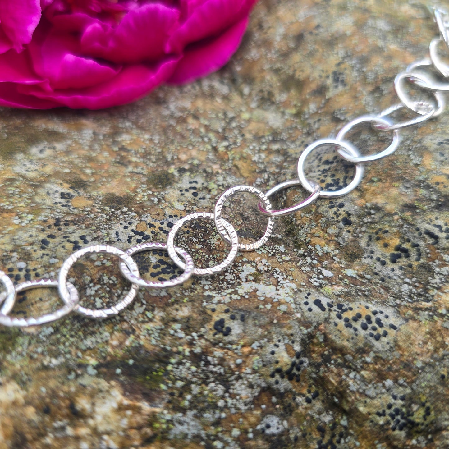 Textured Hoop Hand-Forged Sterling Silver Bracelet