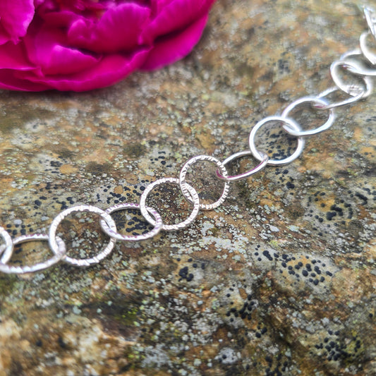 Textured Hoop Hand-Forged Sterling Silver Bracelet