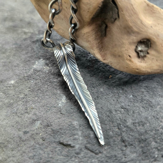 Pointed Feather Hand-Forged Sterling Silver Pendant
