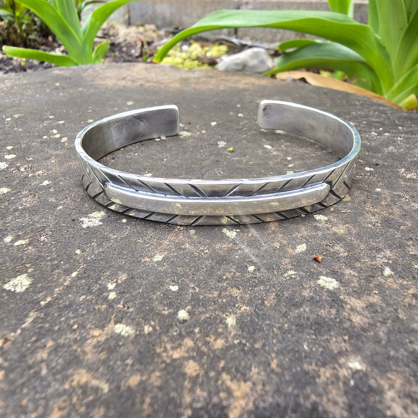 Hand Stamped Sterling Silver Bar Cuff