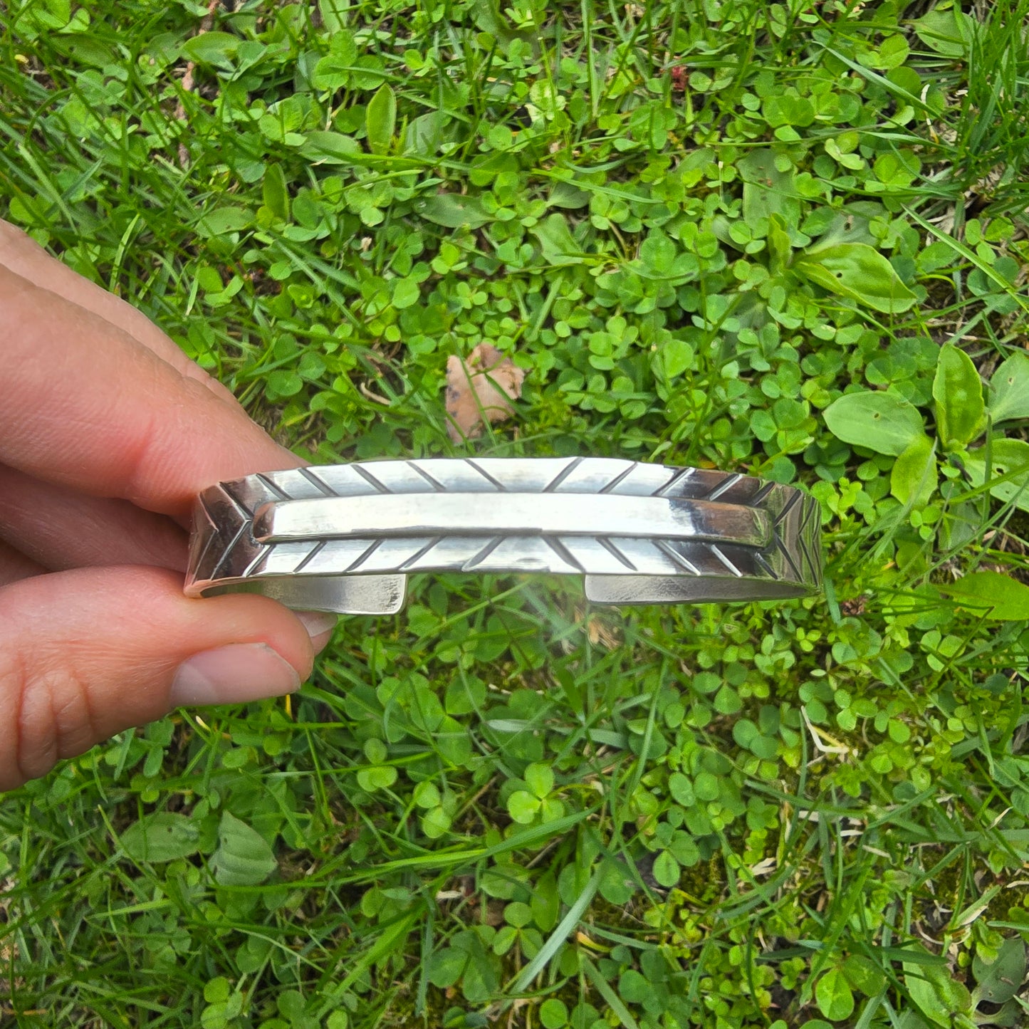 Hand Stamped Sterling Silver Bar Cuff
