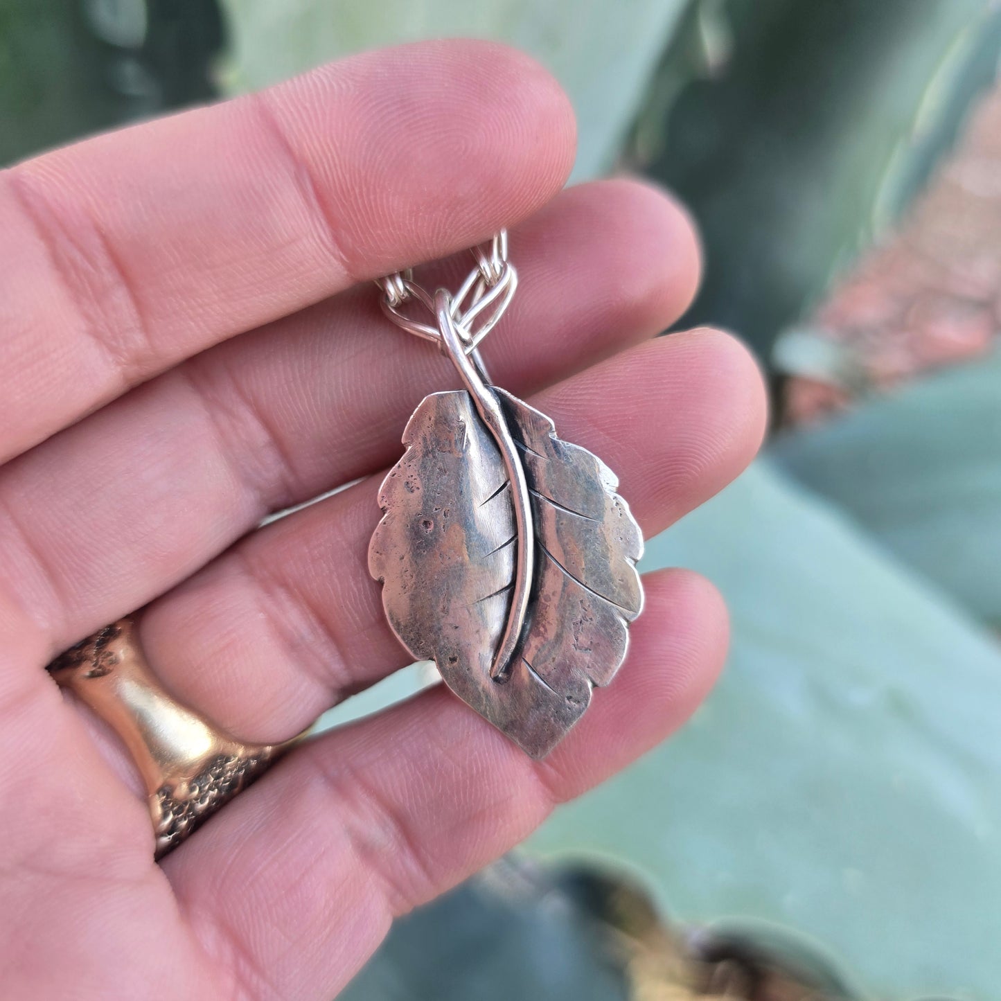Hand-Forged Aspen Leaf Pendant in Sterling Silver