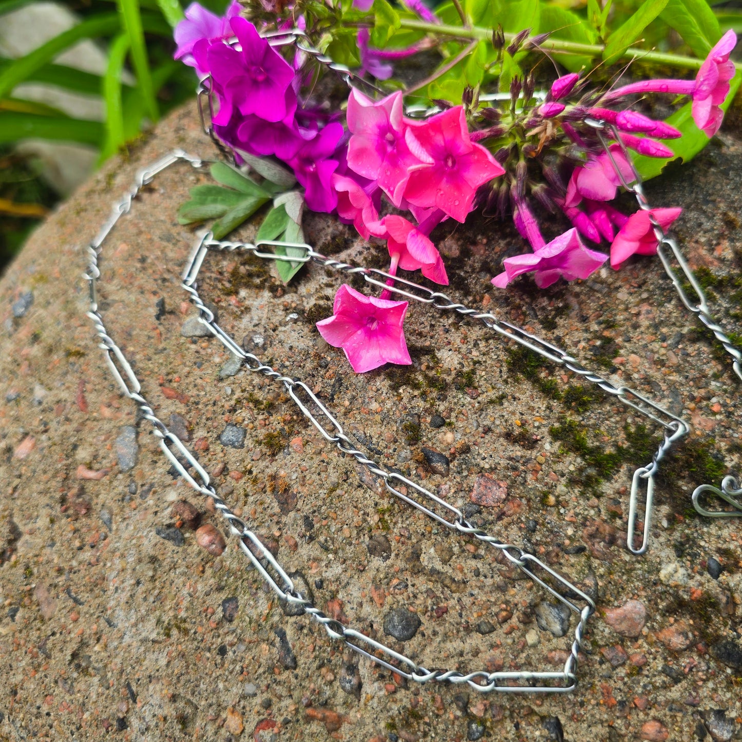 18 Gauge Alternating Paperclip & Twisted Link Hand-Forged Sterling Silver Chain