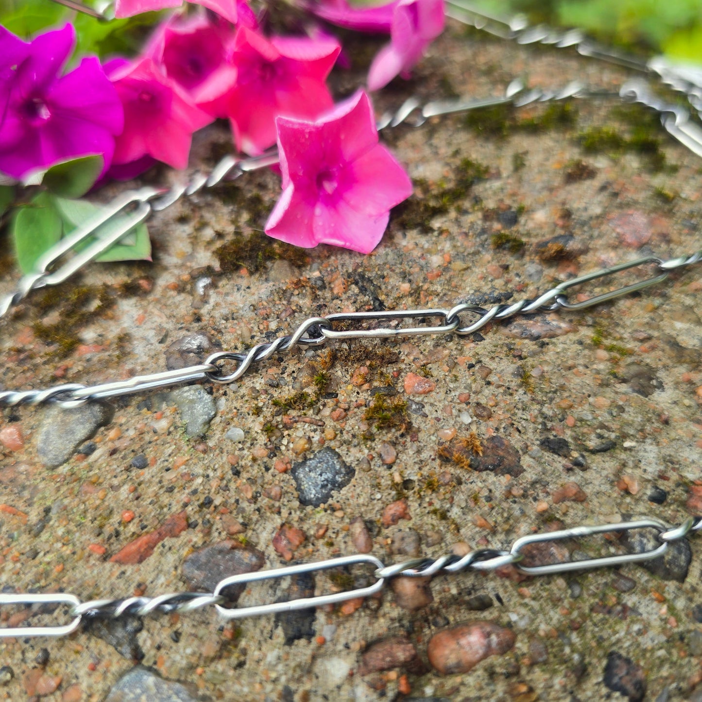 18 Gauge Alternating Paperclip & Twisted Link Hand-Forged Sterling Silver Chain