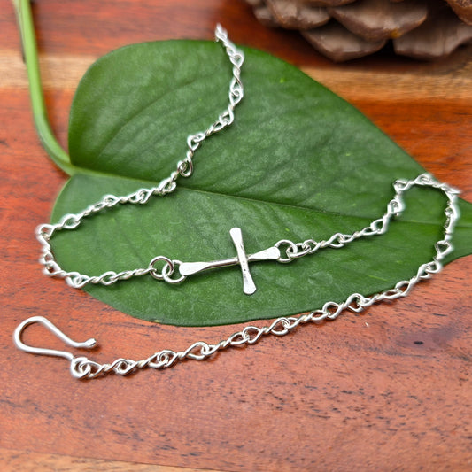 handmade sterling silver cross choker shiny silver