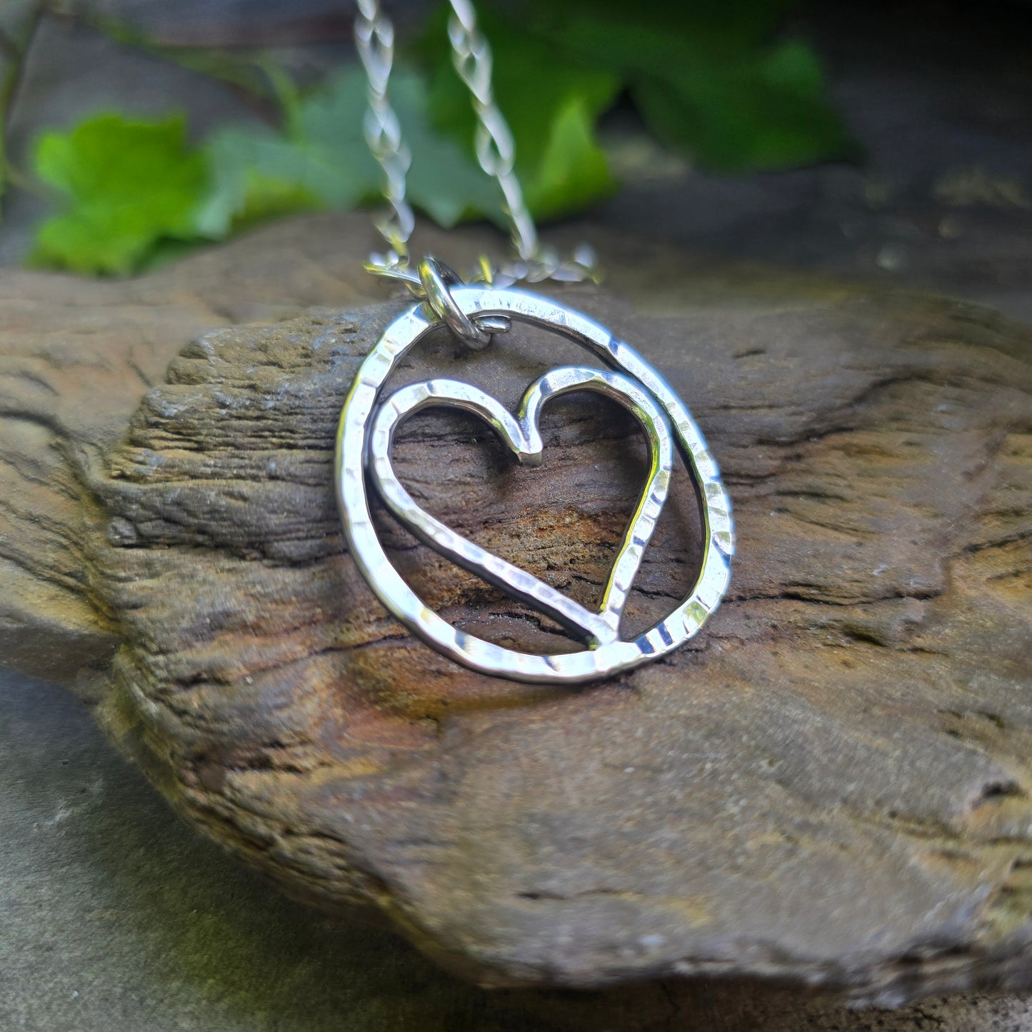 Heavy Heart Framed Hand-Forged Sterling Silver Pendant