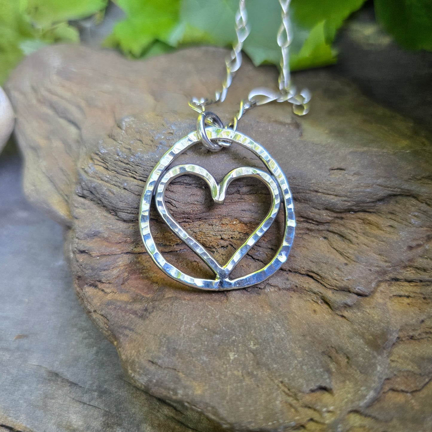 Heavy Heart Framed Hand-Forged Sterling Silver Pendant