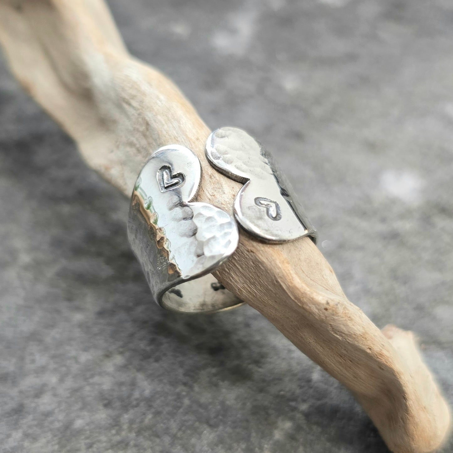 Hand-Forged Sterling Silver Adjustable Heart Ring - Pre-Order