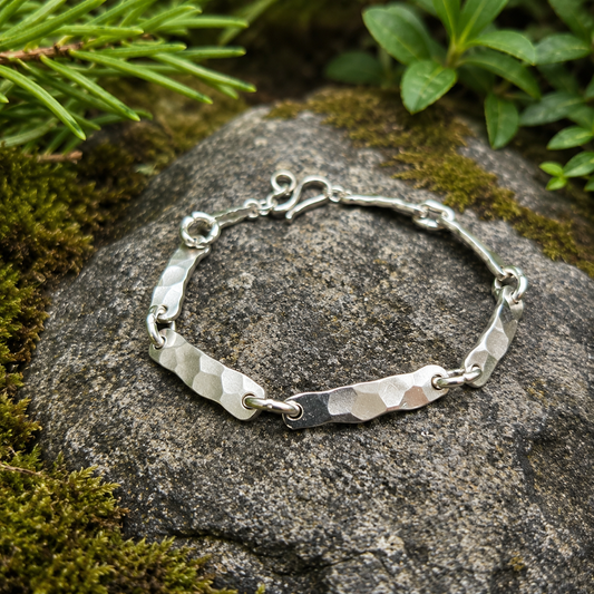 Heavy Hammered Sterling Silver Chain Link Bracelet