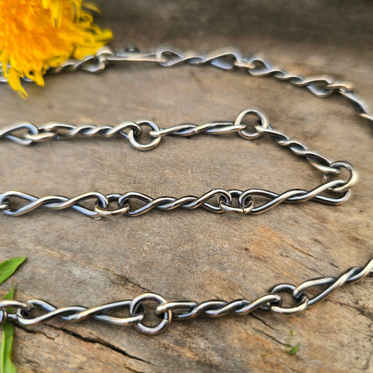 Heavy 14g Twisted Link & Ring Sterling Silver Chain