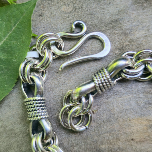 Heavy Bow-Tie Bracelet in Hand-Forged Sterling Silver