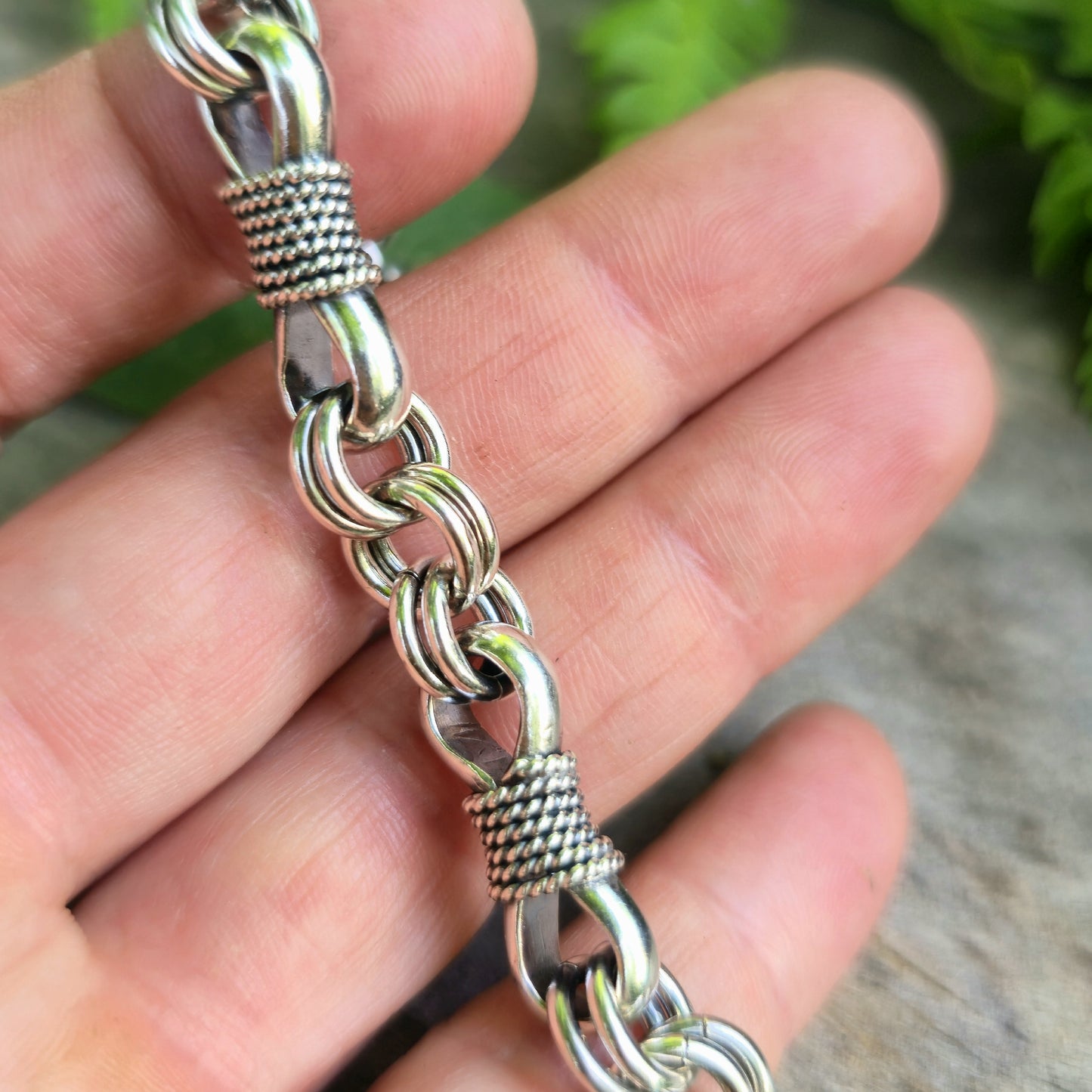 Heavy Bow-Tie Bracelet in Hand-Forged Sterling Silver