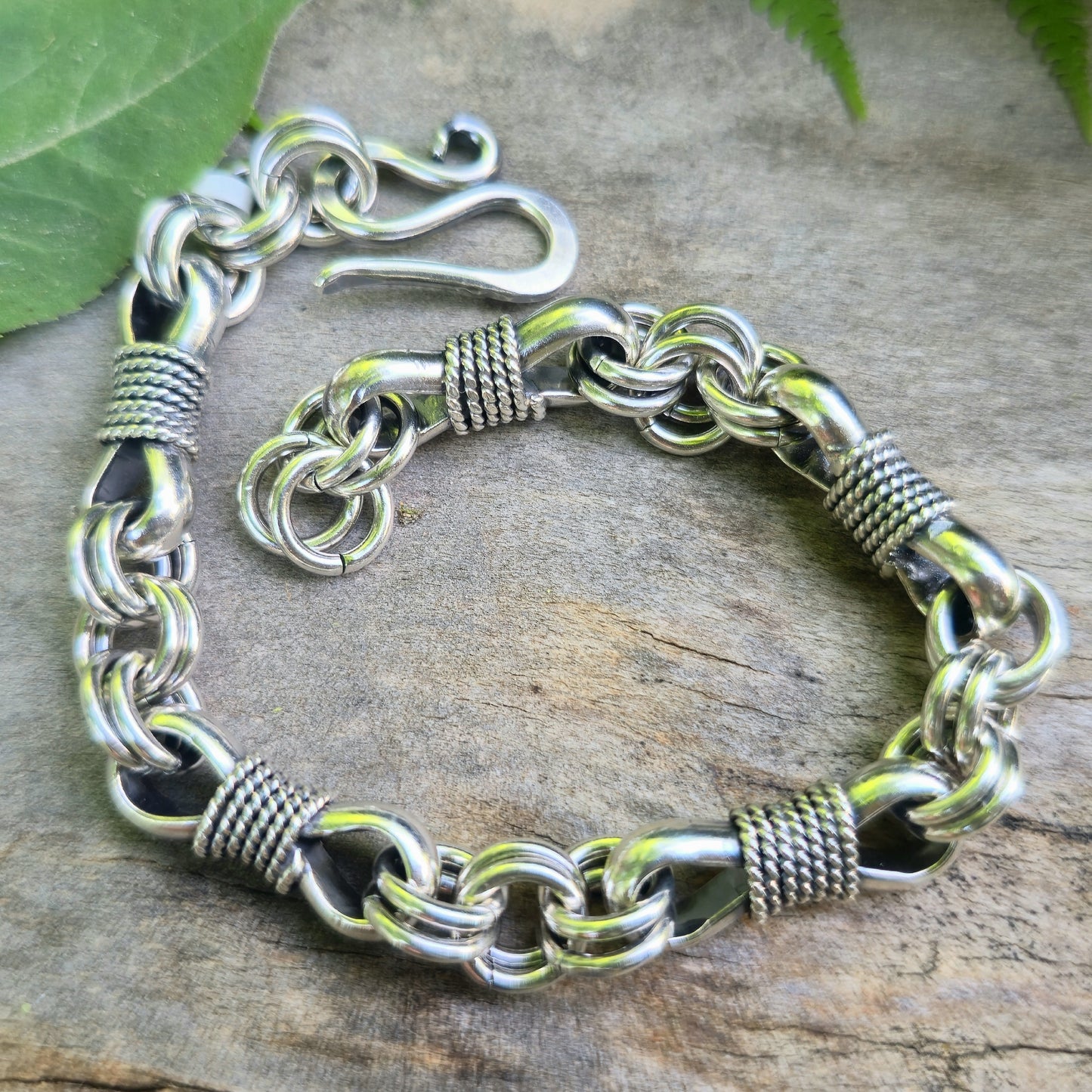 Heavy Bow-Tie Bracelet in Hand-Forged Sterling Silver