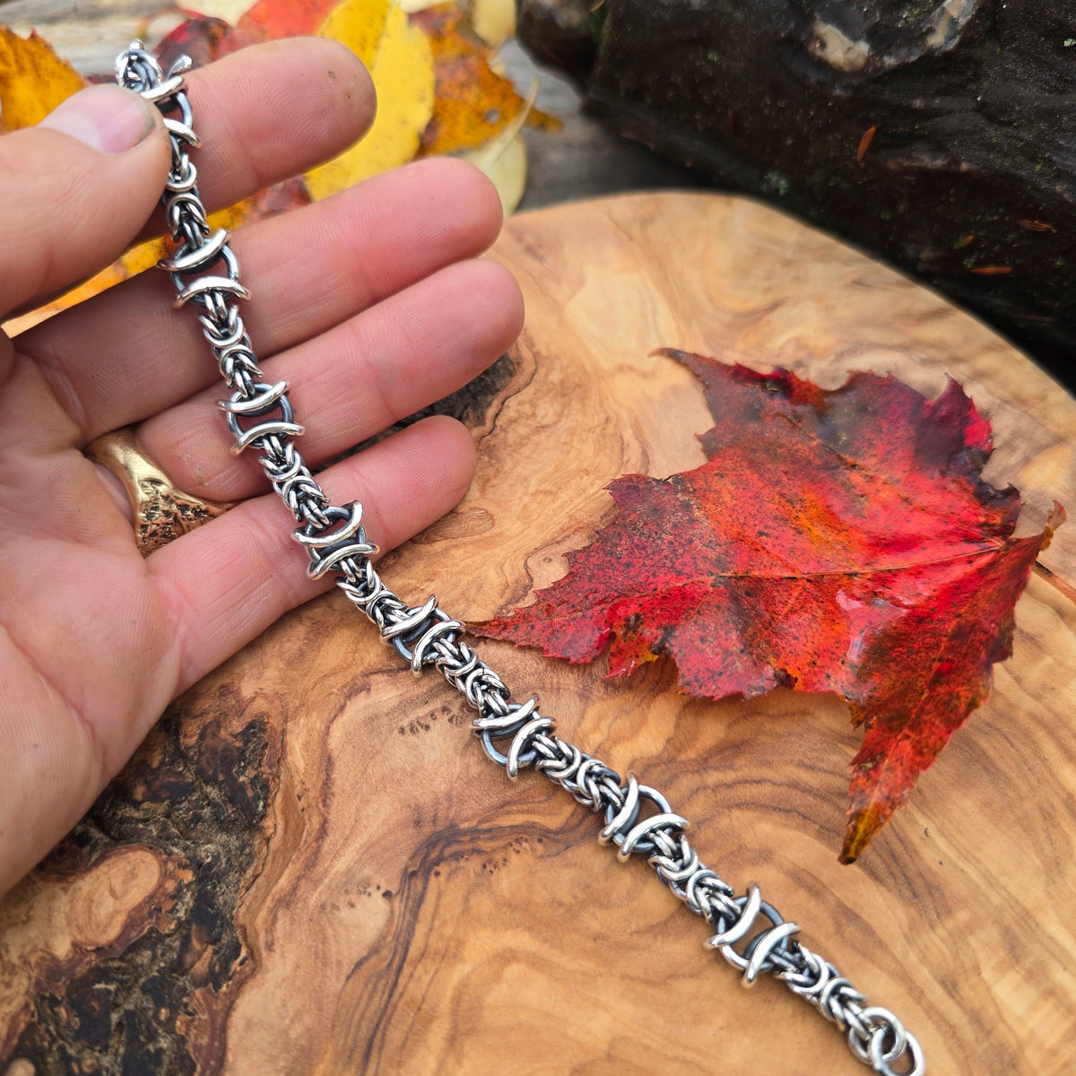 Byzantine & X's and O's Sterling Silver Chain Link Bracelet