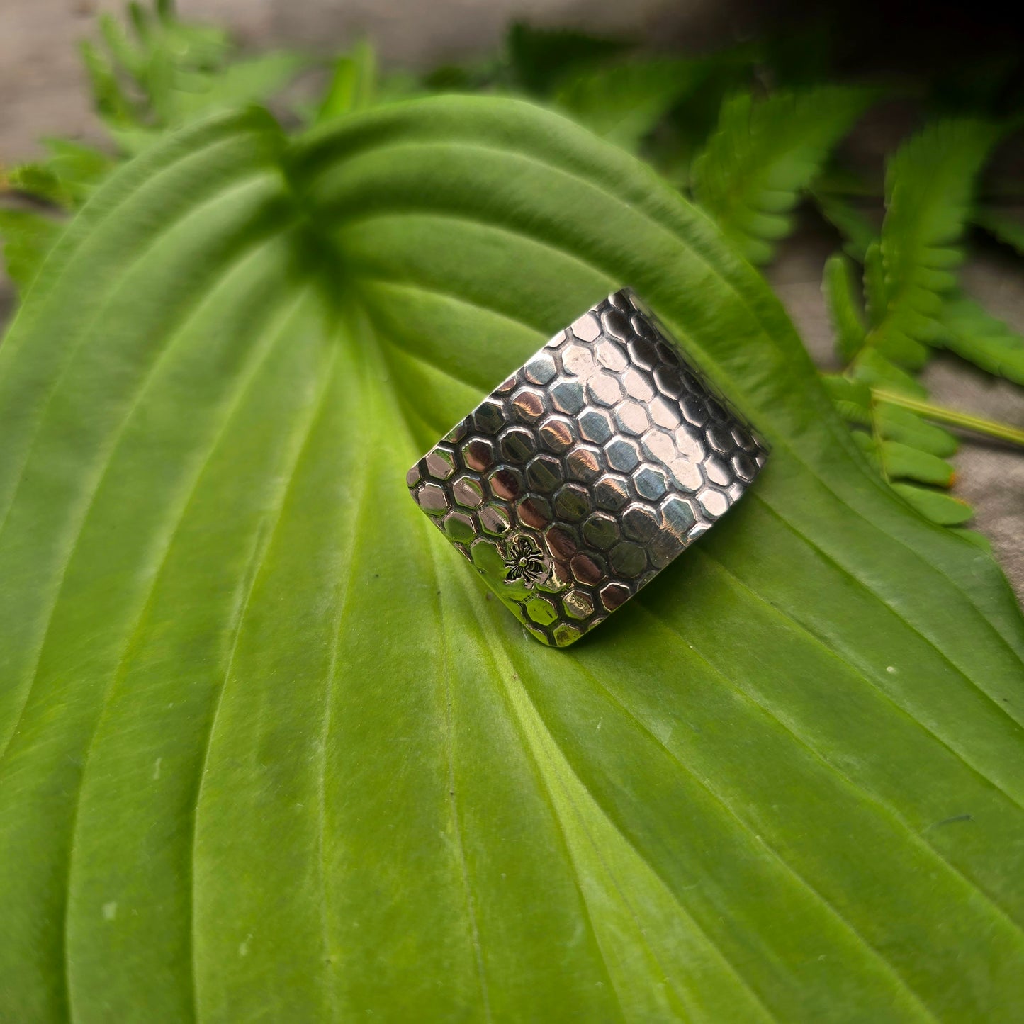 Honeycomb & Bee Hand-Forged Sterling Silver Hair Accessory
