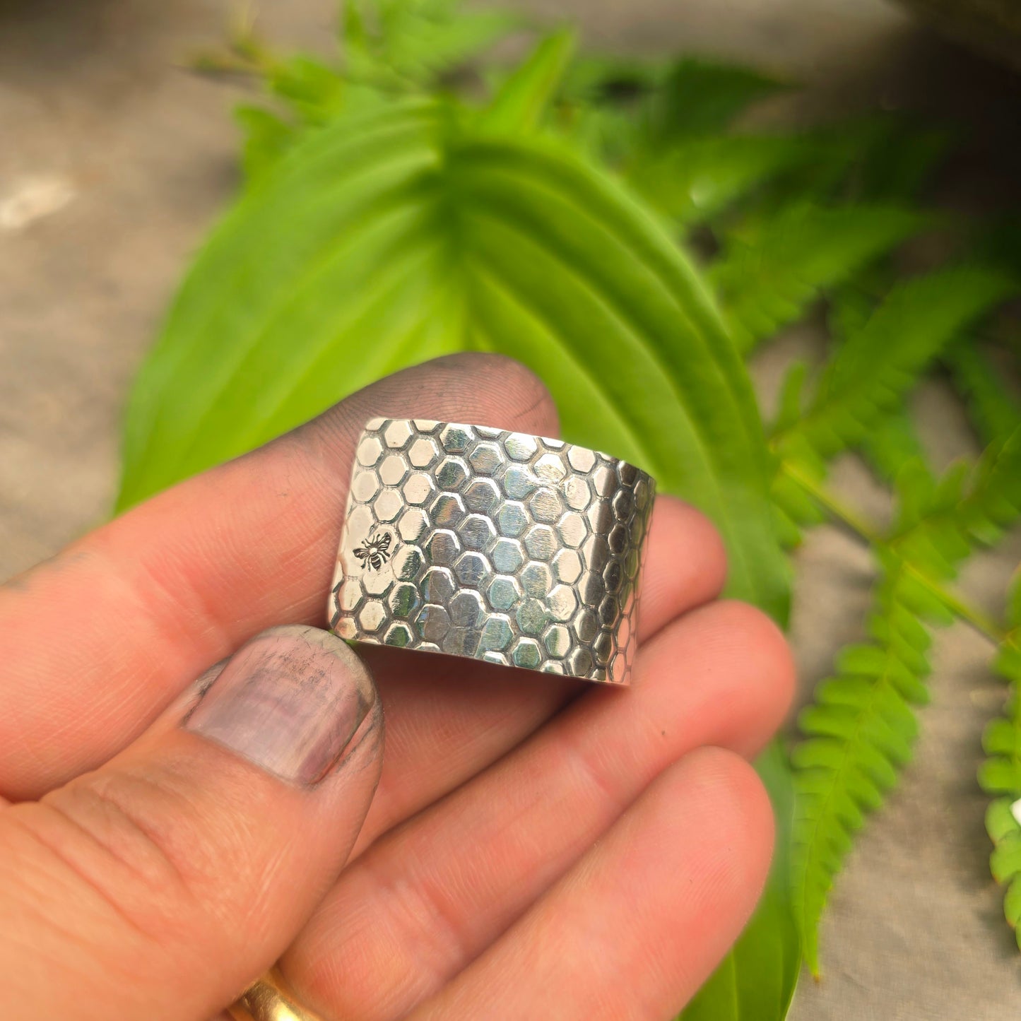 Honeycomb & Bee Hand-Forged Sterling Silver Hair Accessory