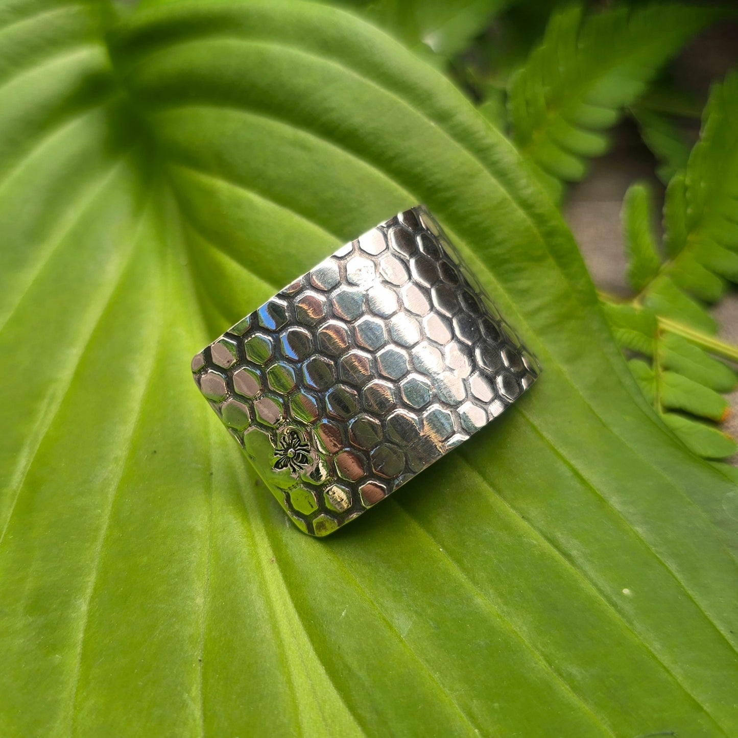 Honeycomb & Bee Hand-Forged Sterling Silver Hair Accessory