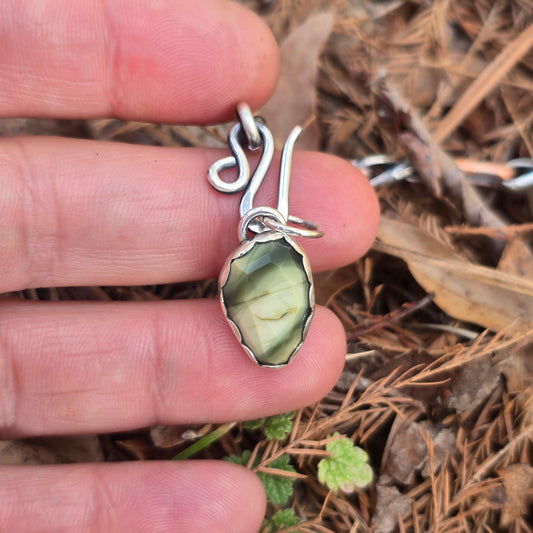 Dainty Freeform Green Imperial Jasper Pendant in Sterling Silver