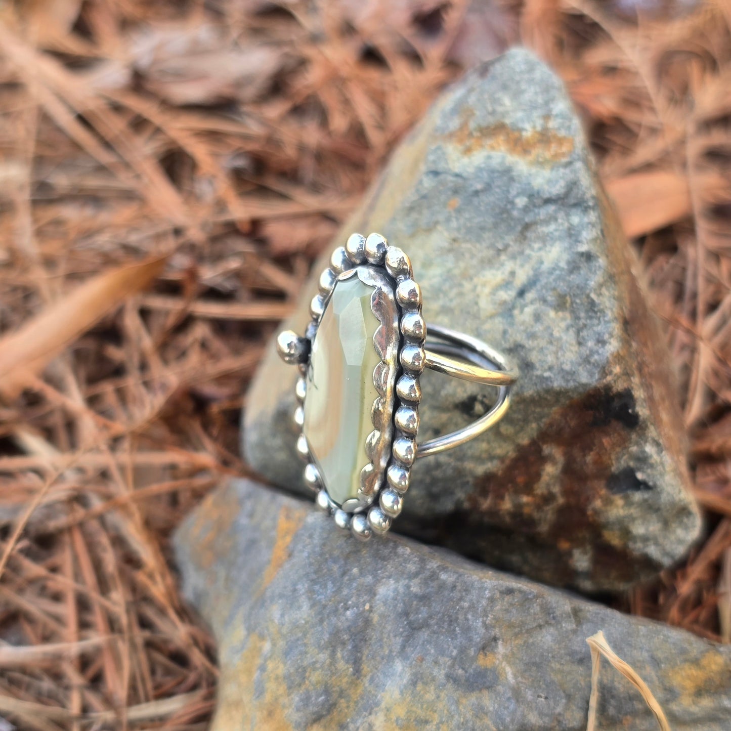 Imperial Jasper Ring in Hand-Forged Sterling Silver – Size 6.5