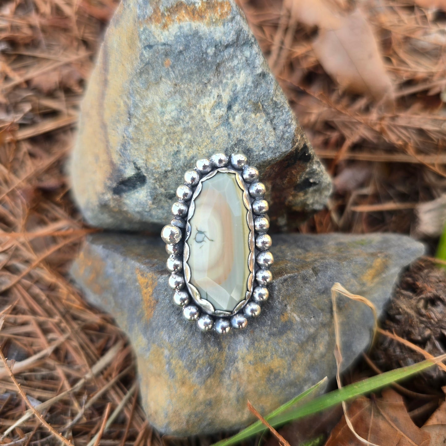 Imperial Jasper Ring in Hand-Forged Sterling Silver – Size 6.5