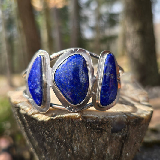 One-of-a-Kind Lapis Lazuli Statement Cuff — Bench-Forged Sterling Silver