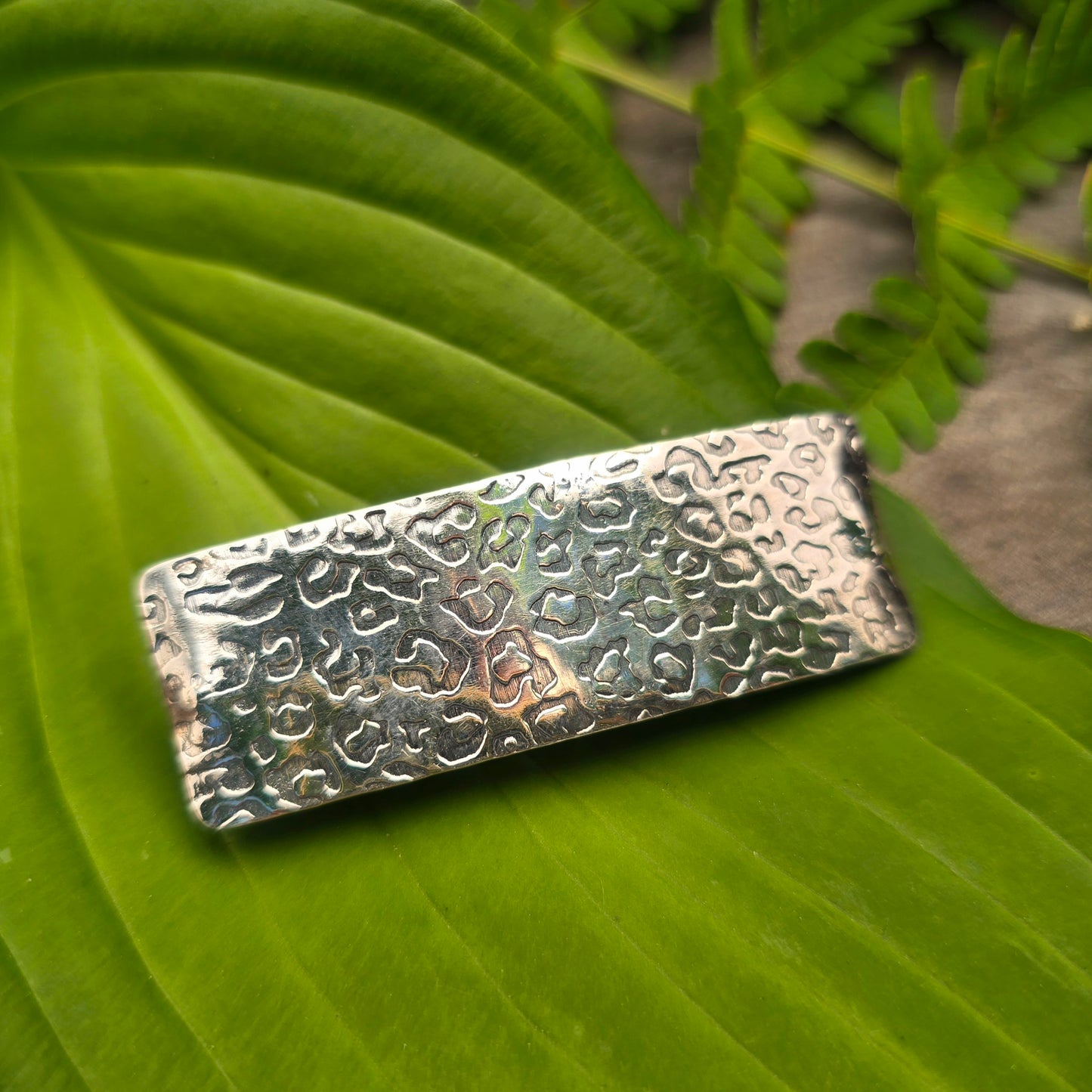Leopard Print Hand-Forged Sterling Silver Barrette