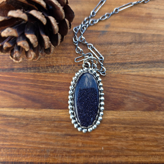 Midnight Sandstone Statement Pendant (One of a Kind) — 2″ Length
