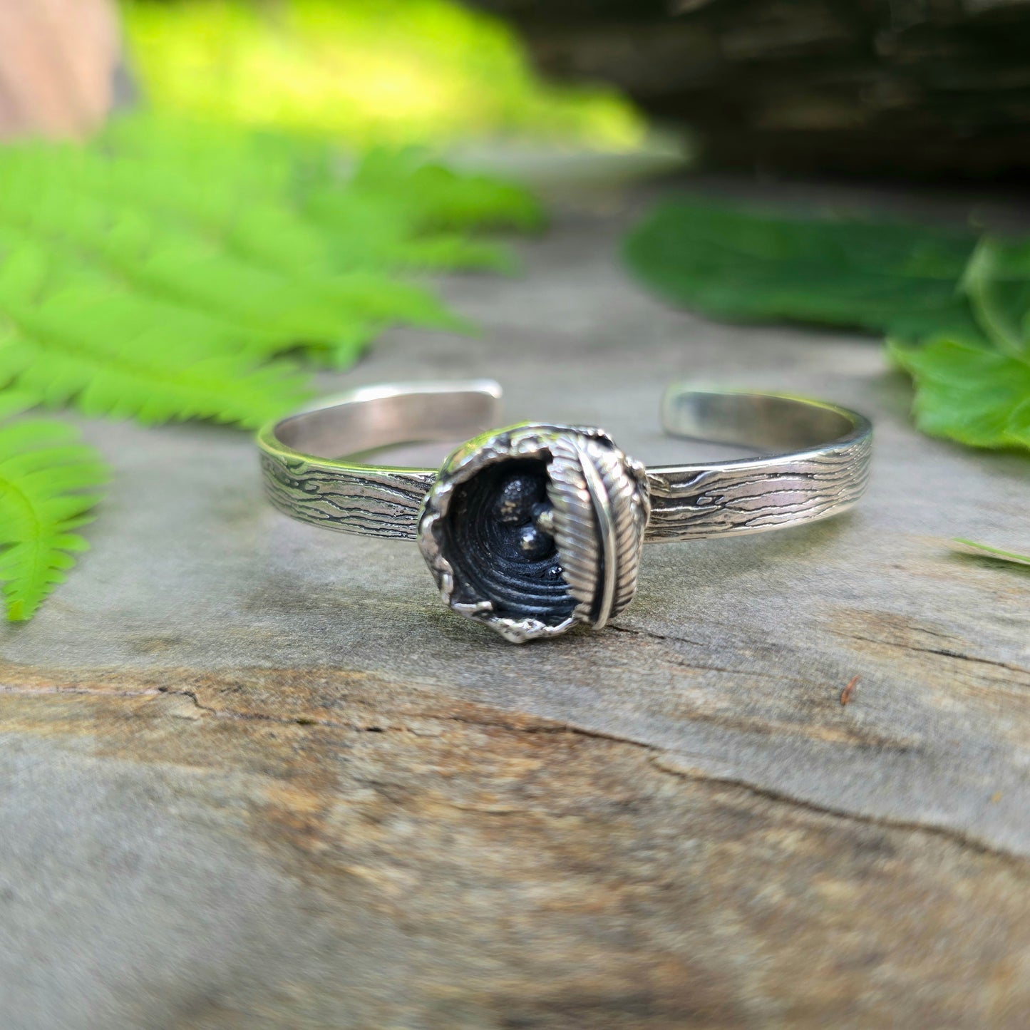 Nest, Feather & Egg Sterling Silver Cuff Bracelet